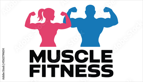 Fitness and Muscle Strength Vector for Men and Women - Gym Workout Silhouettes.