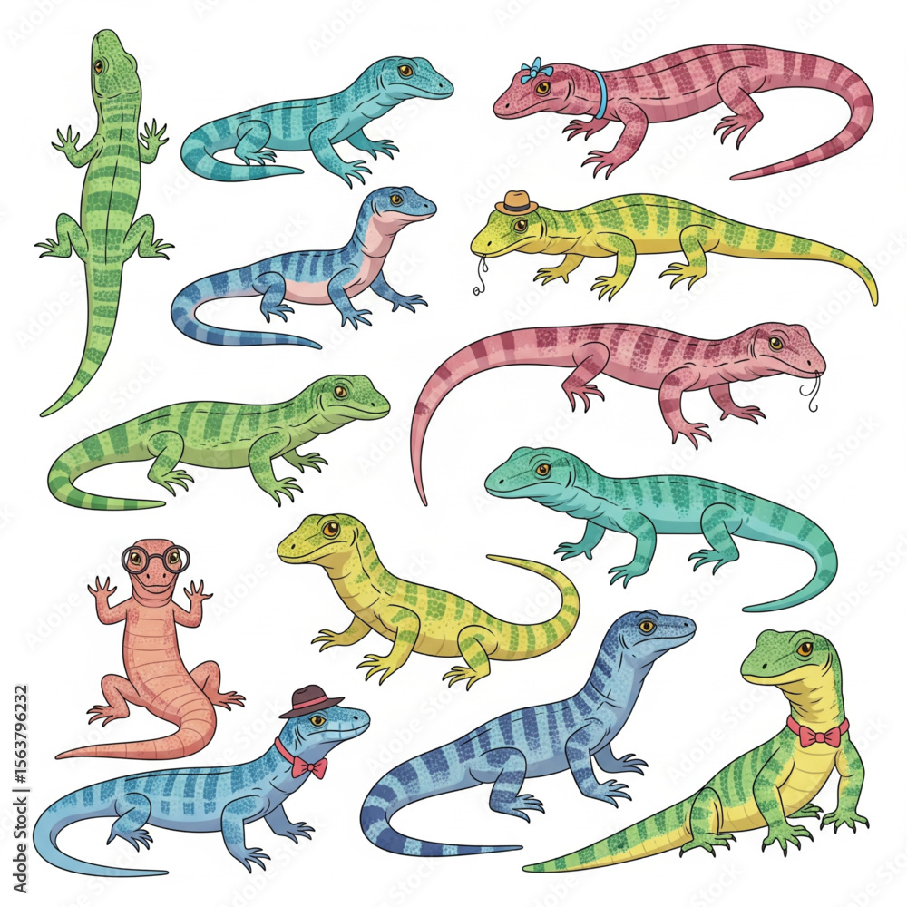 Fototapeta premium Cute Lizards Collection