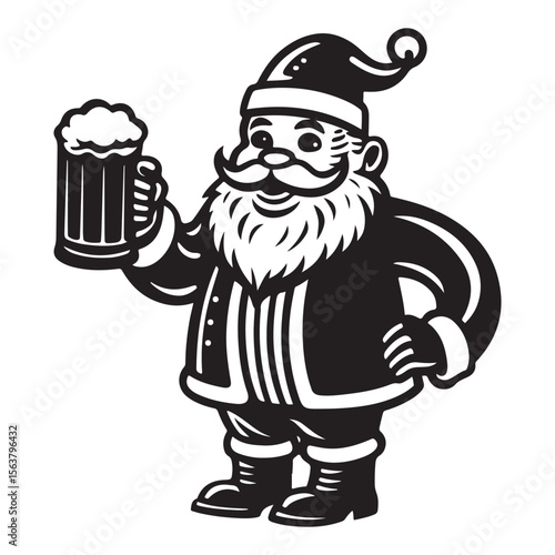 black santa holding beer clip art preview