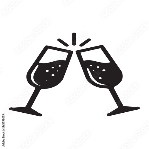 Two champagne flutes clinking together celebrating a special occasion
