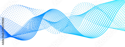 Abstract dynamic and flowing background with soft turquoise-green waveforms and dotted halftone elements. Aesthetic is futuristic, minimalistic, and technology-inspired, ideal for science, digital, 