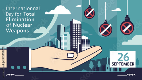 International Day For The Total Elimination of Nuclear Weapons Vector Image Illustration