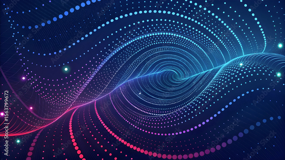 Obraz premium Dynamic blue light waves glow in a futuristic fractal design, creating an abstract background with an energetic flow