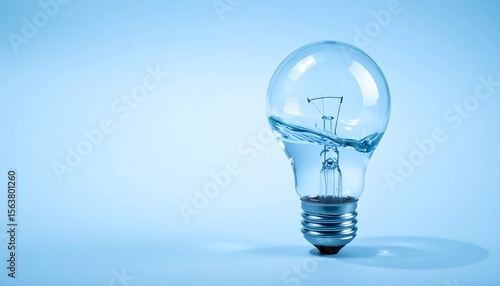 Lightbulb Filled With Water with Blue Background.