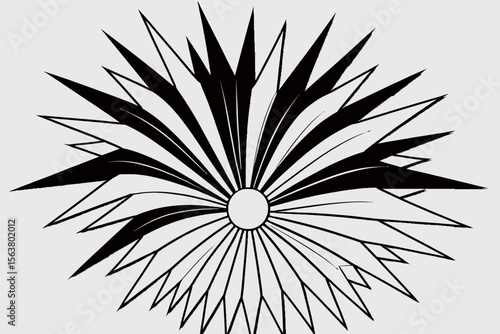 Abstract Black and White Flower Design- Modern Floral Art Illustration- Unique Petal Pattern- Graphic Flower Image- Stylish Flower Background