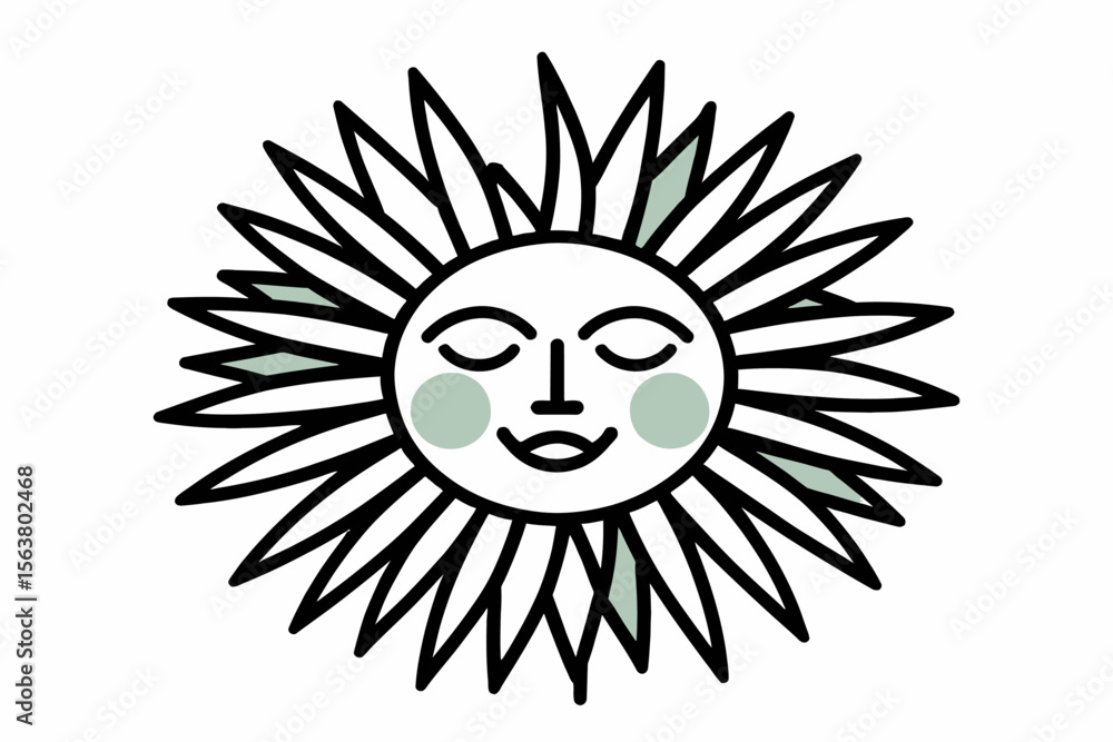 Boho Chic Sun Illustration- Celestial Art Print- Whimsical Sun Face- Dreamy Nursery Decor- Modern Sun Graphic- Serene Celestial Design- Sun with Closed Eyes Boho Chic Sun Illustration- Celestial Art Print- Whimsical Sun Face- Dreamy Nursery Decor- Modern Sun Graphic- Serene Celestial Design- Sun with Closed Eyes