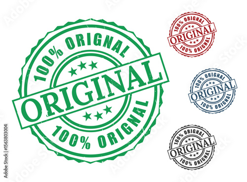 Authenticity Guarantee Original Stamp Graphics Green Red Blue Black Design Elements Vector Certified Genuine Seal
