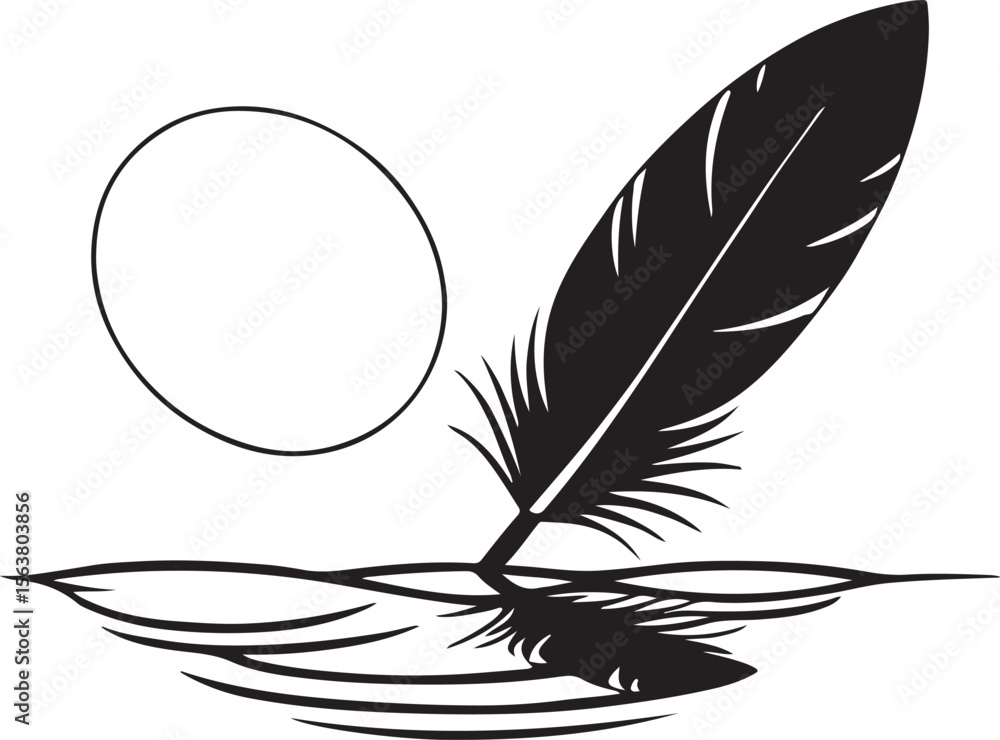 Obraz premium Elegant bird feather illustration, perfect for a quill pen vector art design