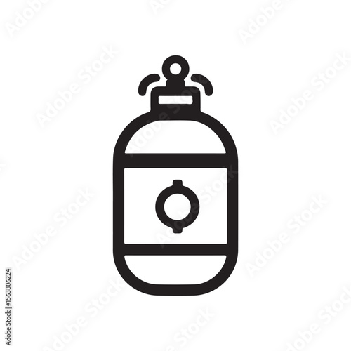 Simple black and white vector icon of a gas cylinder, such as a scuba tank or oxygen tank, isolated.