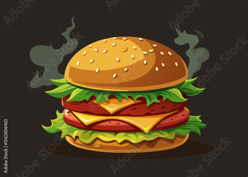 Delicious Double Cheeseburger with Smoke