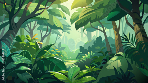Vibrant Lush Tropical Forest Scene