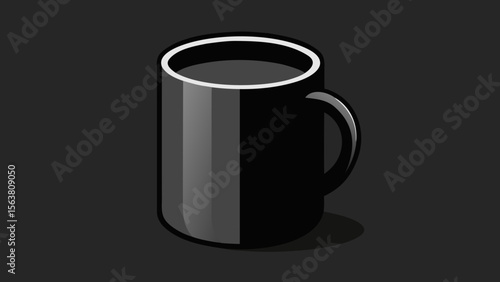 Empty Black Coffee Mug Illustration