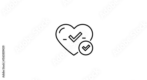 Heart and checkmark icon for health and wellness concepts