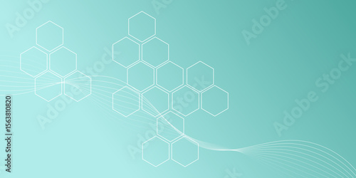 Abstract Hexagon Blue Grid Tech Background Design. Geometric Seamless Technology Pattern Background.
