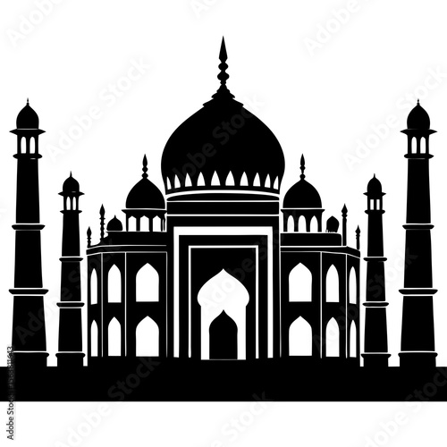 taj mahal vector illustration shilhoutte on white background