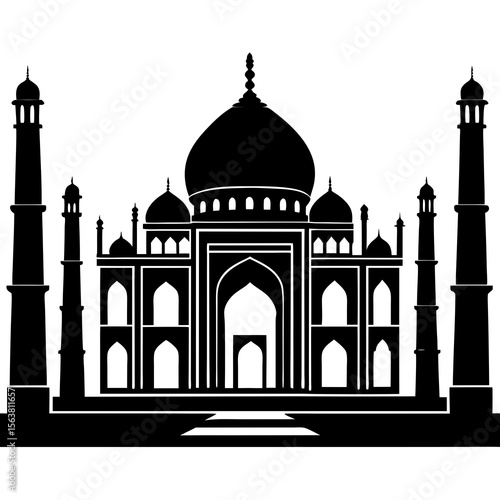 taj mahal vector illustration shilhoutte on white background