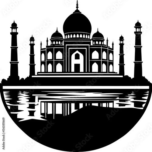 taj mahal vector illustration shilhoutte on white background