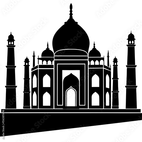 taj mahal vector illustration shilhoutte on white background
