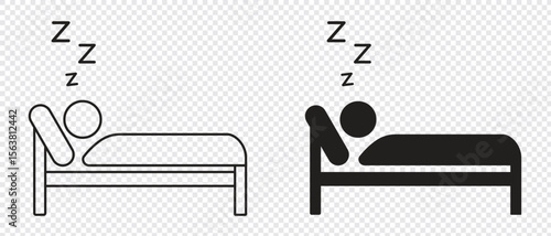 Deep sleep icon set. Sleeping vector with Bed, and Zzz Symbol. sleeping in bed line and glyph icon. Symbol , logo illustration