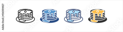 Pancakes Icon Set Multiple Style Collection