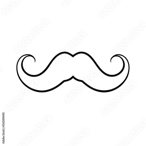 curled mustache line art graphic sketch