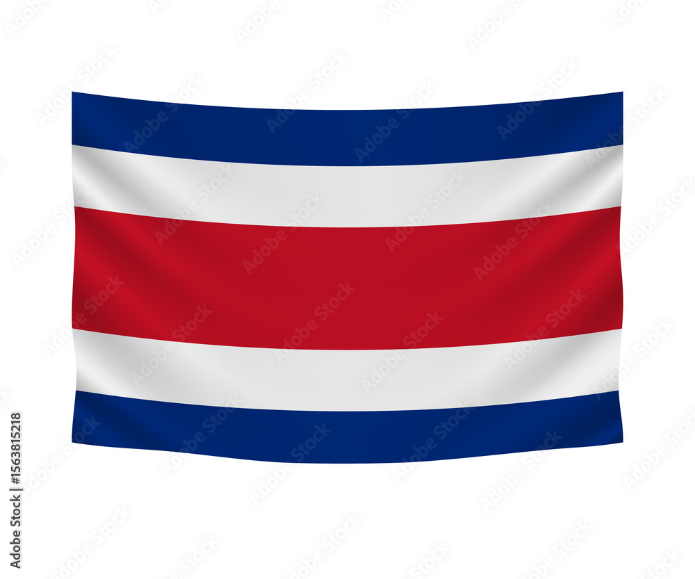Fototapeta premium Realistic hanging flag of Costa Rica. Empty fabric banner illustration design.