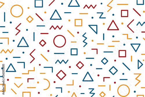A vibrant Memphis style vector background with colorful geometric lines and curves, forming an abstract pattern full of movement, contrast, and creativity.