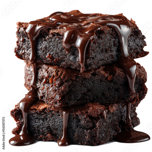 Stacked delicious chocolate brownies drizzled with melted chocolate perfect dessert treat