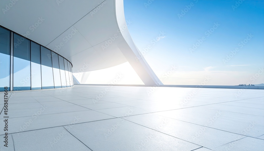 Obraz premium Modern architecture exterior showcases a sleek, minimalist building and bright sky.