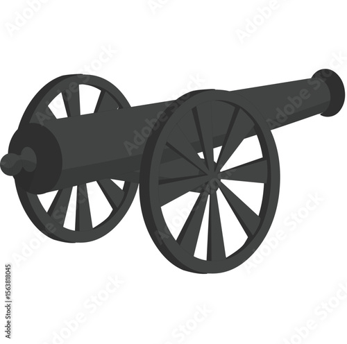 Black cannon with wheels