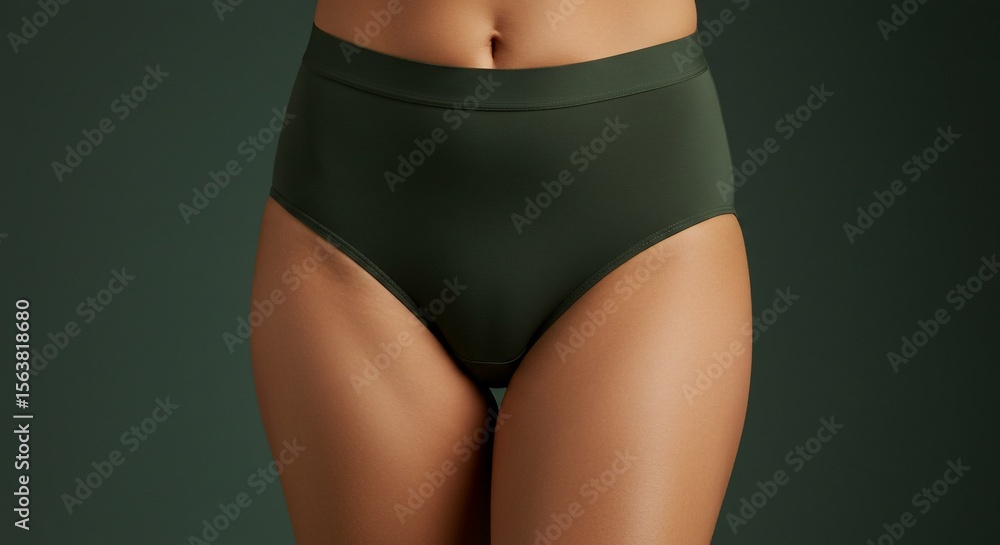 Fototapeta premium Close up woman wearing green high waisted underwear