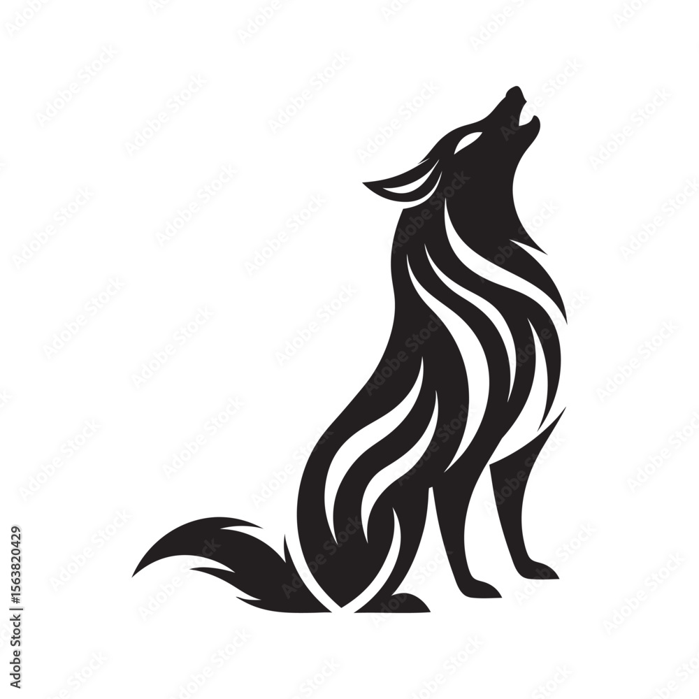Obraz premium Howling Wolf In Tribal Pattern Style