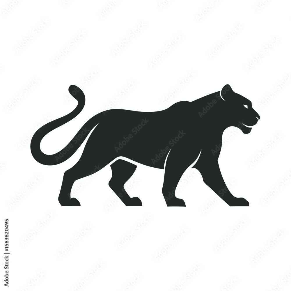 Obraz premium Tiger Raising Tail While Walking Silhouette