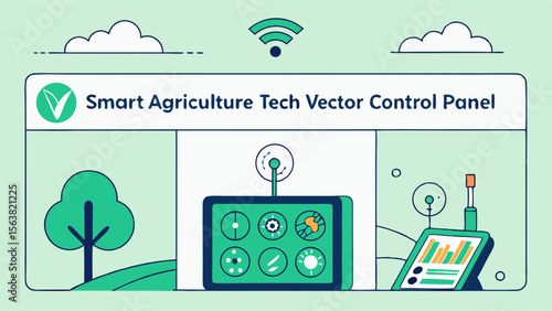 Smart Agriculture Tech: Vector Control Panel Illustration
