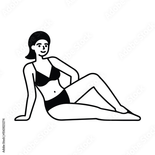 minimal woman sunbathing drawing
