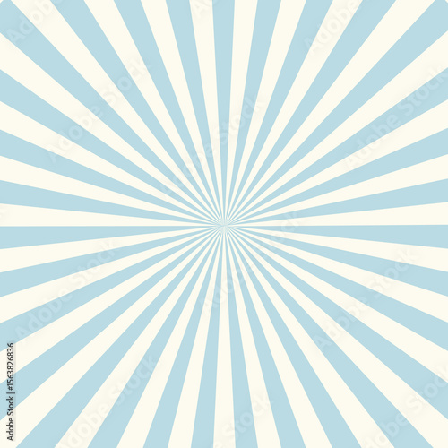 Blue Sunburst Radial Vector Background.