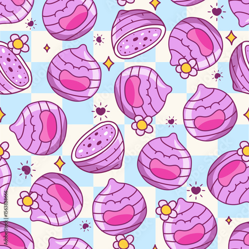 Seamless pattern cute taro elements. Vector illustration