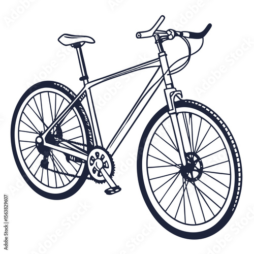 Vector illustration of an isolated sport bicycle with wheels and pedals on a white background