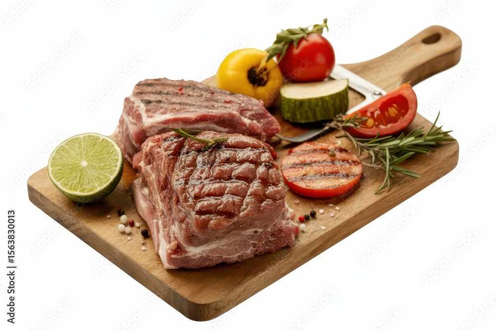 Barbecue BBQ Image of pork or beef for Menu and Restaurant Advertising, Assorted Delicious Grilled Meat isolated, white background Barbecue BBQ Image of pork or beef for Menu and Restaurant Advertising, Assorted Delicious Grilled Meat isolated, white background