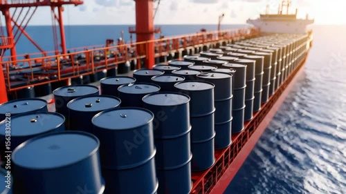 Oil barrels cargo ship deck