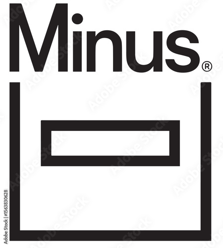A black and white vector image featuring the word "Minus" above a square outline with a horizontal minus sign inside it.
