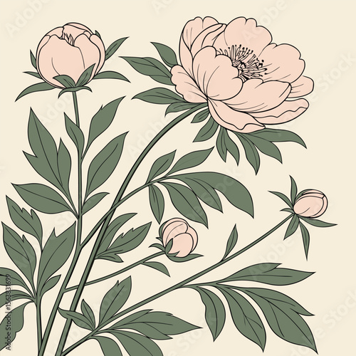 Seamless pattern with vintage floral leaf and flower illustrations, perfect for nature-inspired wallpaper and summer decoration designs