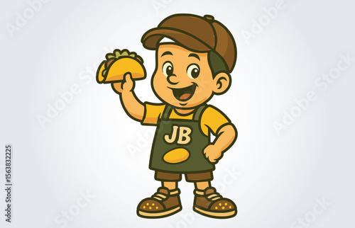 Tacos Boy Mascot Cartoon Character Logo Template