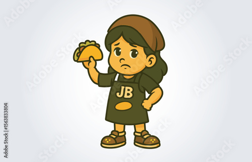 Tacos Girl Mascot Cartoon Character Logo Template