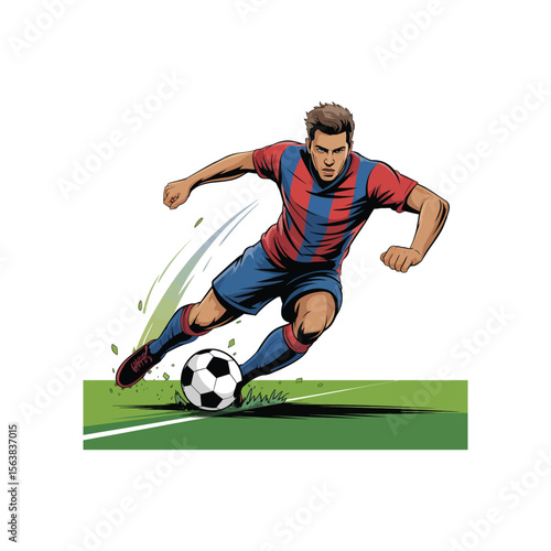 soccer player kicking ball