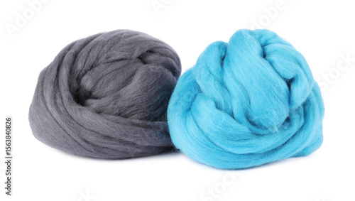 Different color felting wool isolated on white