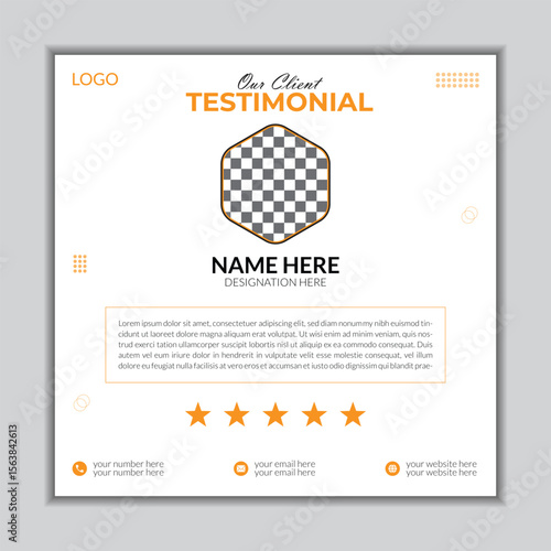Client testimonials social media post design vactor template	
