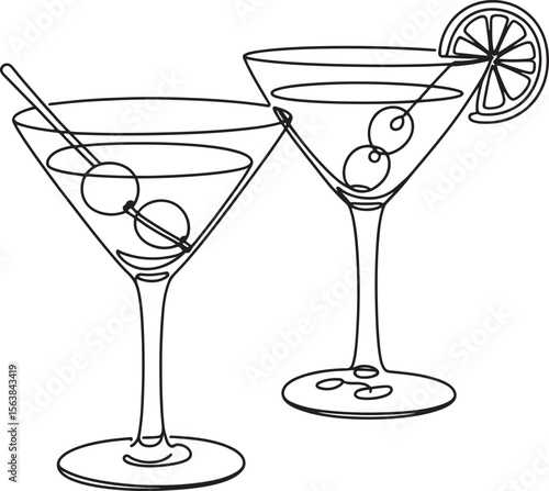 martini glass with olives