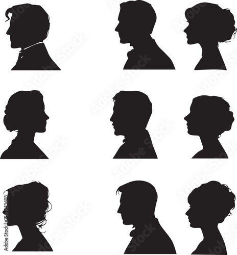 Cameo Person Silhouette Vector set