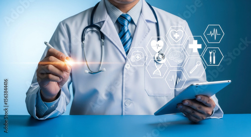 Wallpaper Mural Doctor healthcare medical health medicine hospital technology digital stethoscope tablet online care Torontodigital.ca